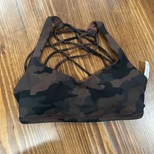 LuLuLemon strappy back camo sports bra
